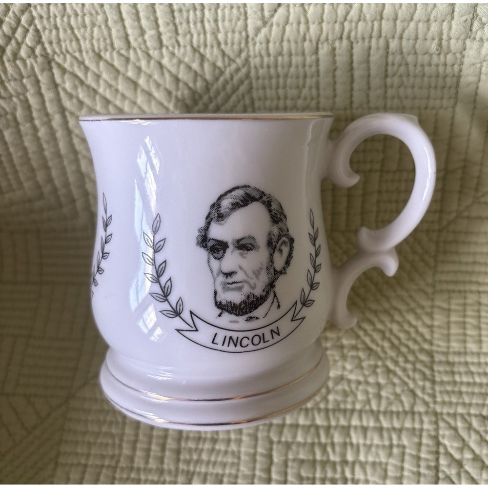 Vintage Lincoln Grant Rosevelt Presidential Shaving Mustache Mug Scroll Handle